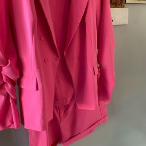 Hot pink blazer and short set